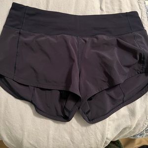 Lululemon navy Run Speed Up Low shorts size 4.